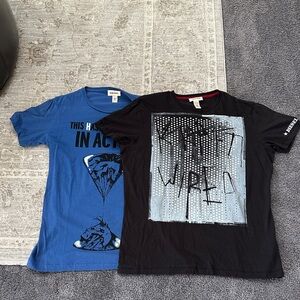 Bundle of two Men’s Large Diesel Graphic T-Shirt. One Blue and One Black.